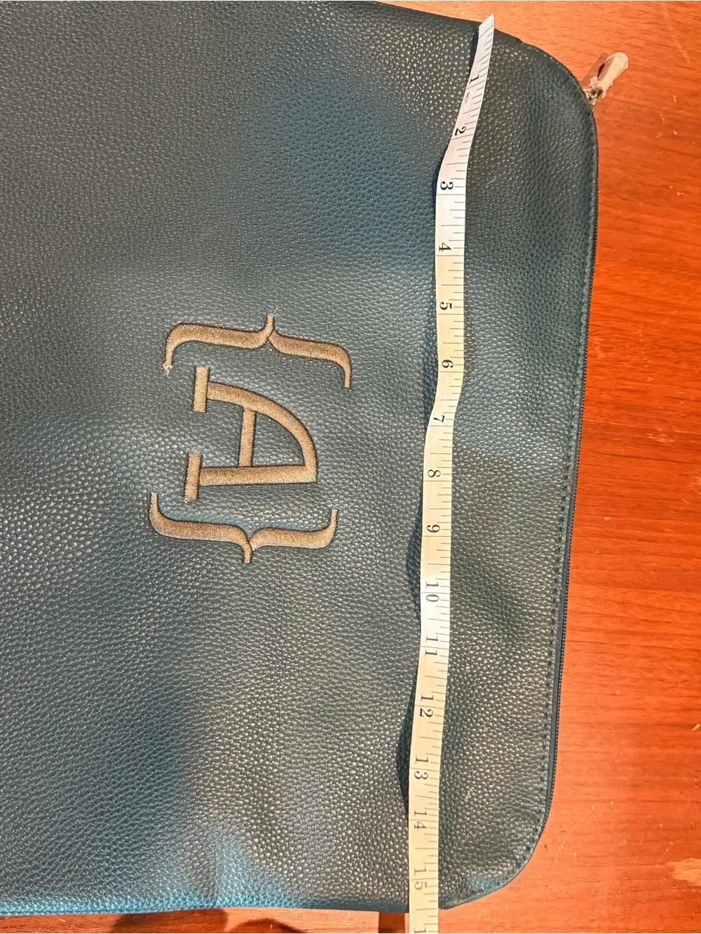thirty-one Teal Pebbled Leather Laptop Sleeve with Monogram